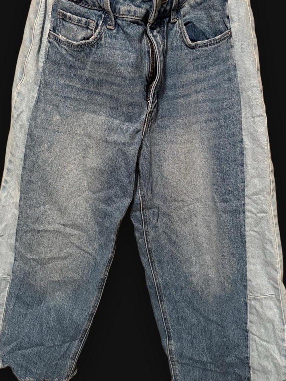 Flying Monkey Contrast Side-Panel Blue Denim Relaxed Jeans 30